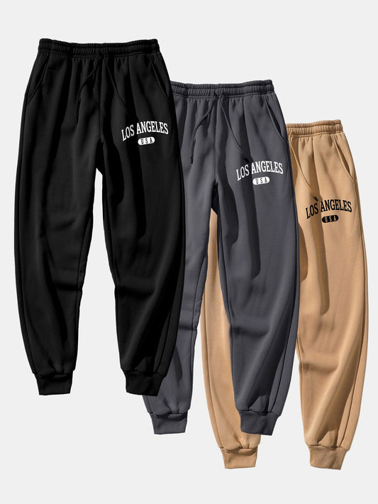 3 Pieces Los Angeles Print Jogger Pants - Naturzy