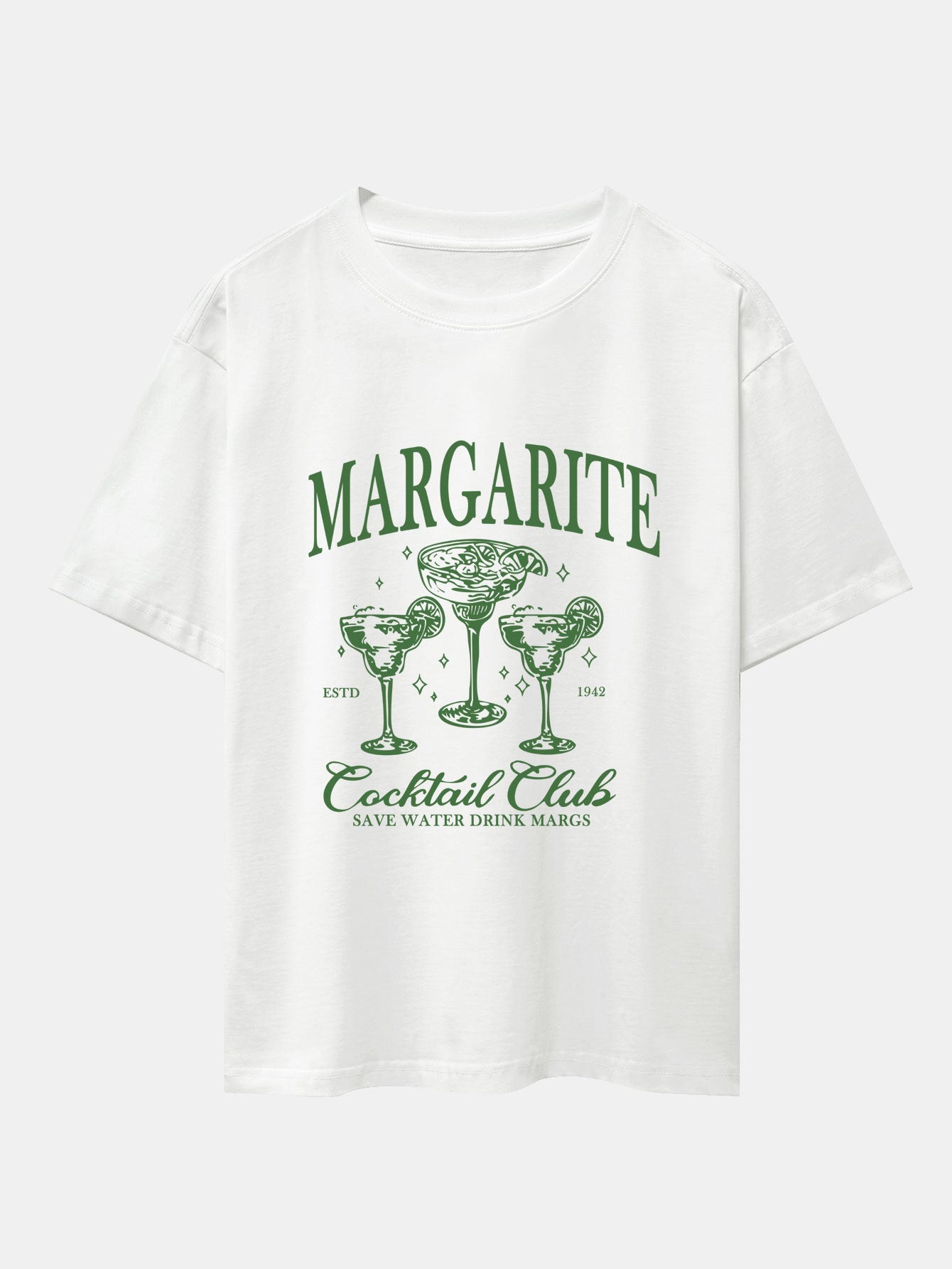 Cocktail Club Print Drop Shoulder Oversize T-Shirt - Naturzy