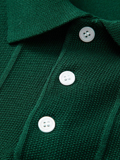 Stripe Jacquard Knit Polo Shirt - Naturzy