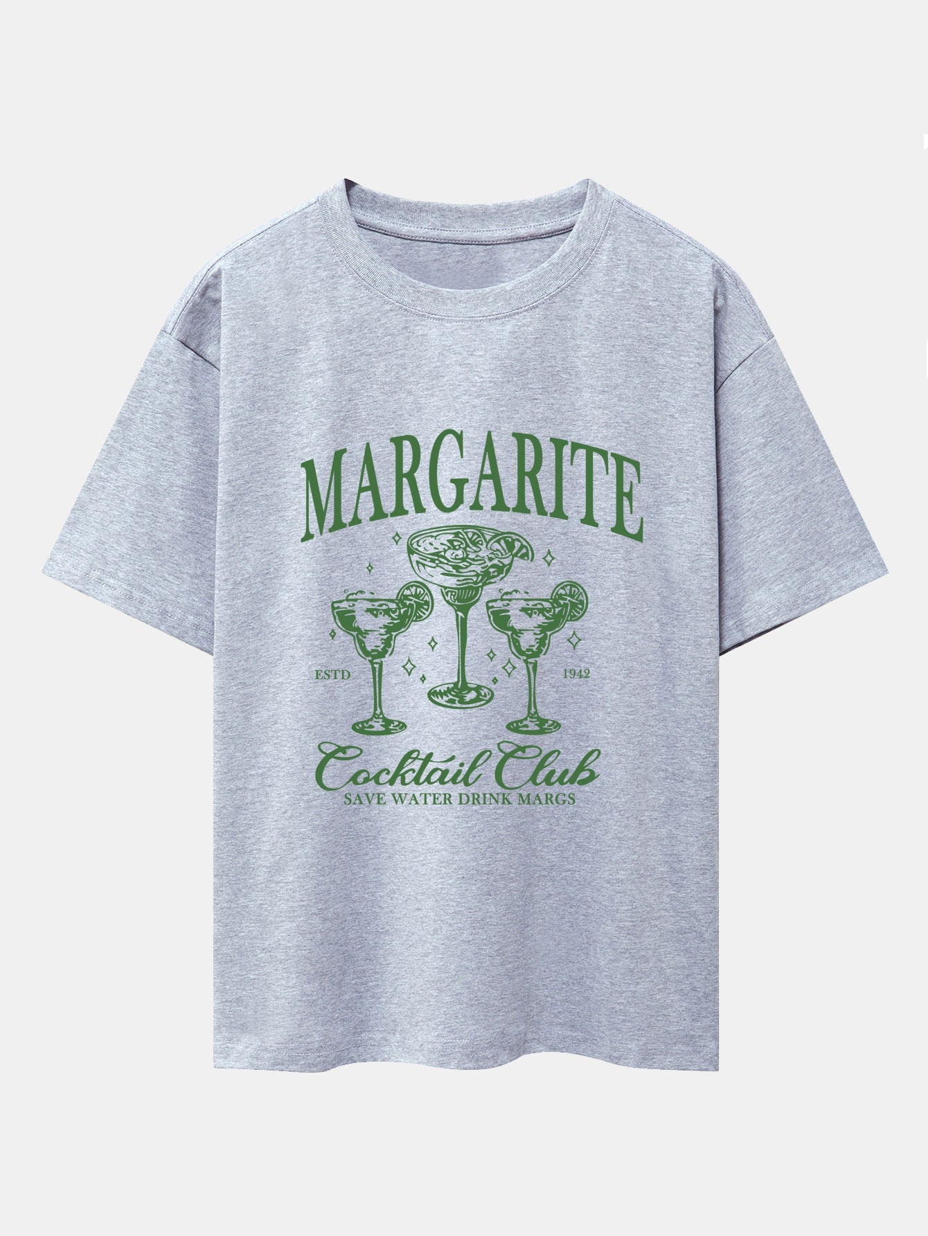 Cocktail Club Print Drop Shoulder Oversize T-Shirt - Naturzy