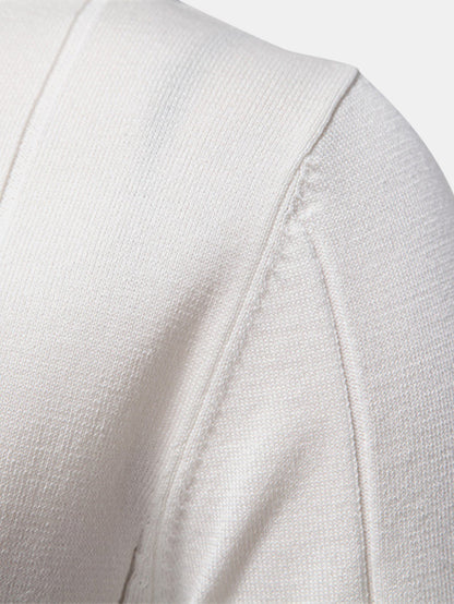 Contrast Trim Zipper Knit Polo Shirt - Naturzy