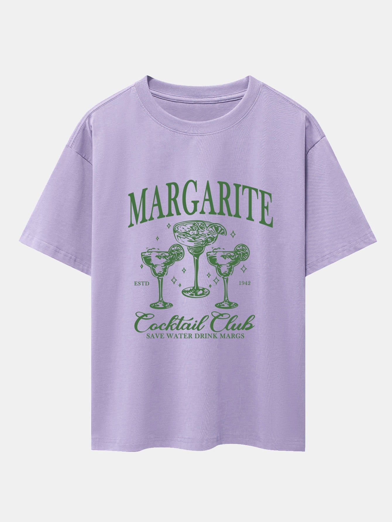 Cocktail Club Print Drop Shoulder Oversize T-Shirt - Naturzy