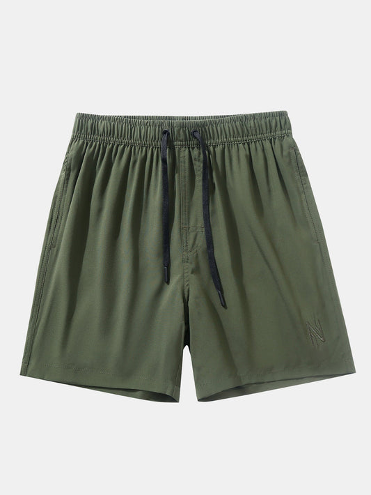 2 In 1 Drawstring Pocket Quick Dry Swim Shorts - Naturzy