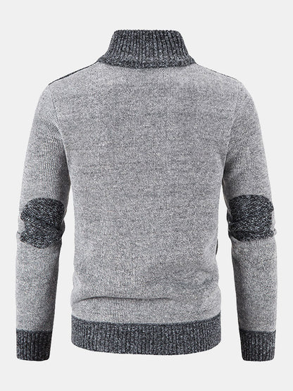 Contrast Zip Up Sweater - Naturzy