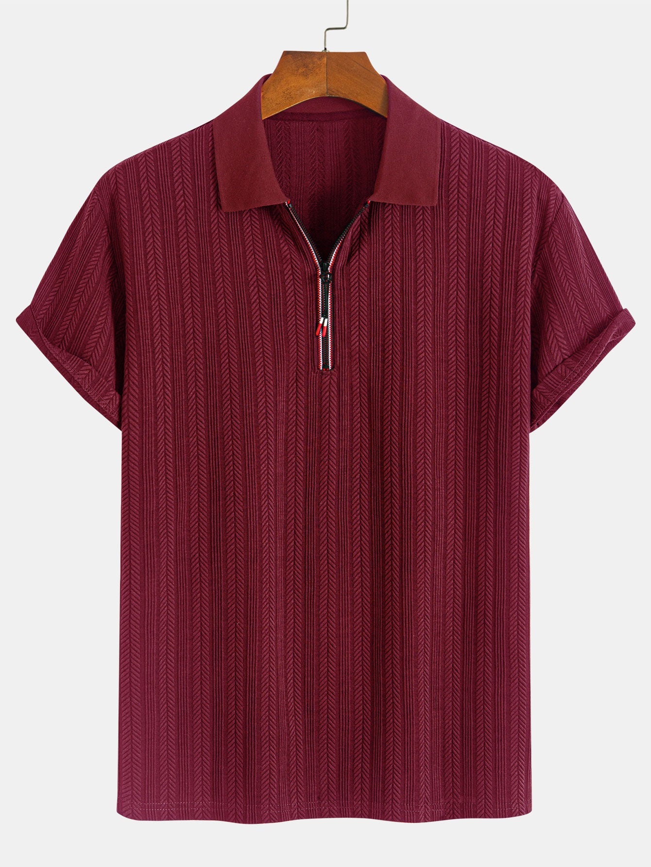 Textured Zipper Polo - Naturzy