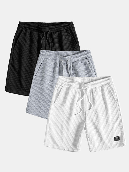 3 Pieces Waffle Drawstring Shorts - Naturzy