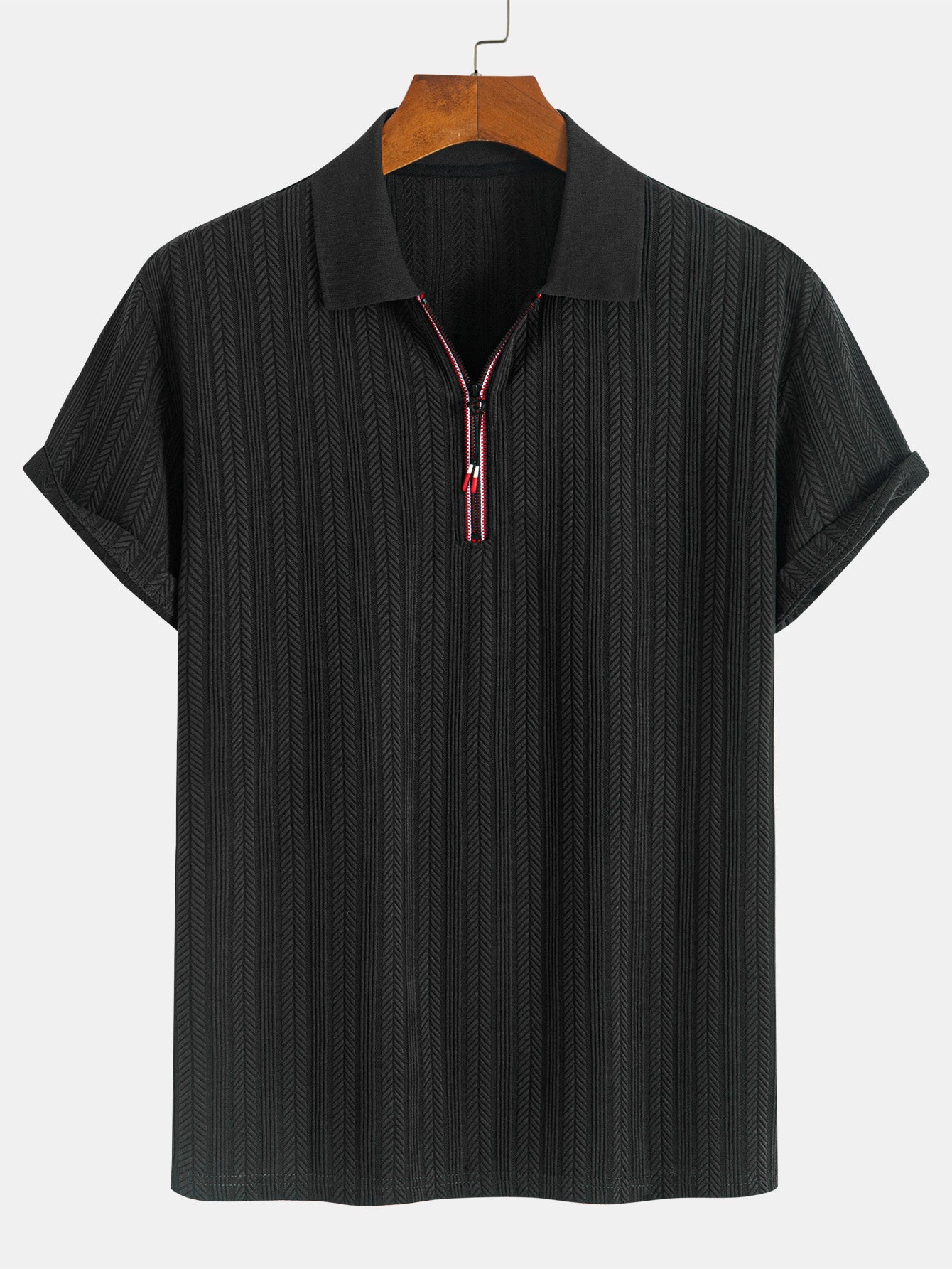 Textured Zipper Polo - Naturzy