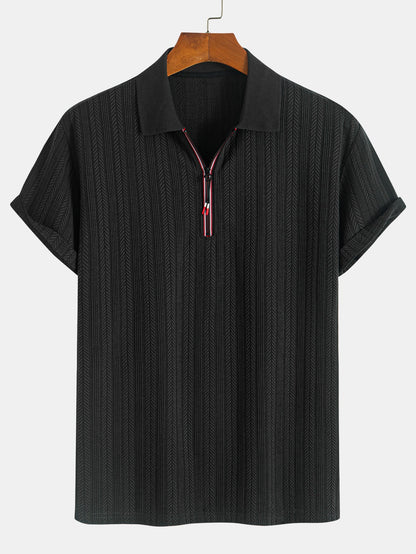 Textured Zipper Polo - Naturzy