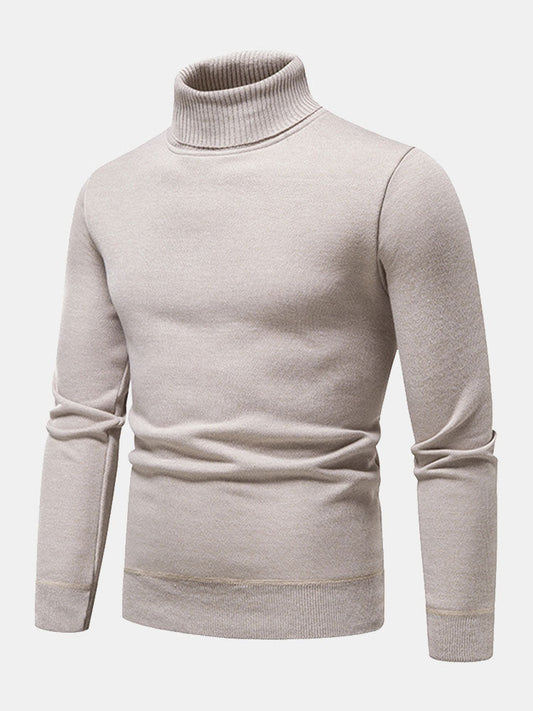 Faux Fur Lined Turtleneck Sweater - Naturzy