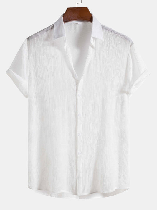 Light Crinkled Fabric Button Up Shirt - Naturzy