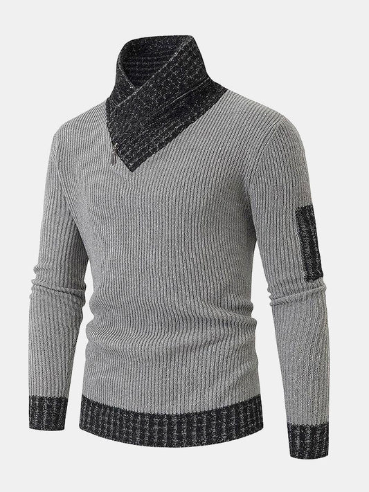 Contrast Turtleneck Sweater - Naturzy