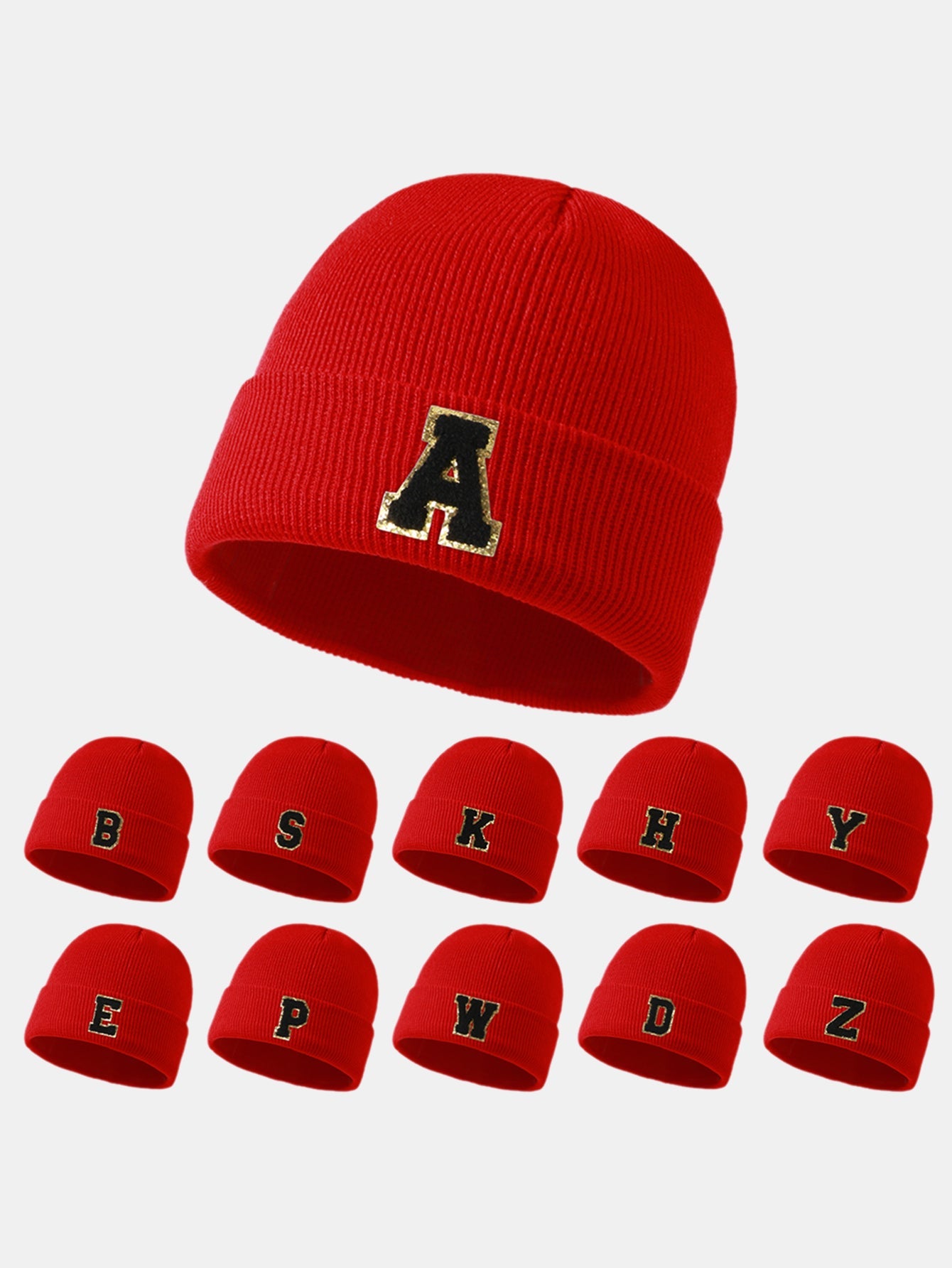 1pc Letter  A-Z Warm Knit Beanie Hat - Naturzy
