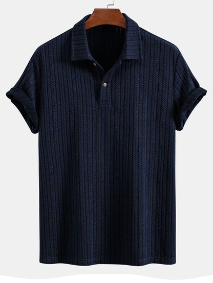 Wheat Ear Jacquard Polo Shirt - Naturzy