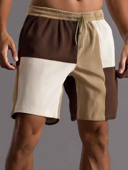Colorblock Corduroy Shorts - Naturzy