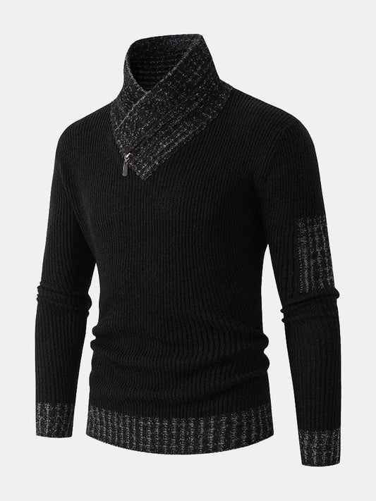 Contrast Turtleneck Sweater - Naturzy