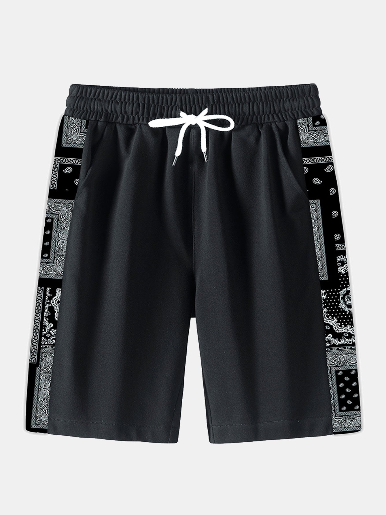 Paisley Paneled Jersey Shorts - Naturzy