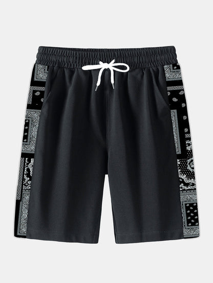 Paisley Paneled Jersey Shorts - Naturzy