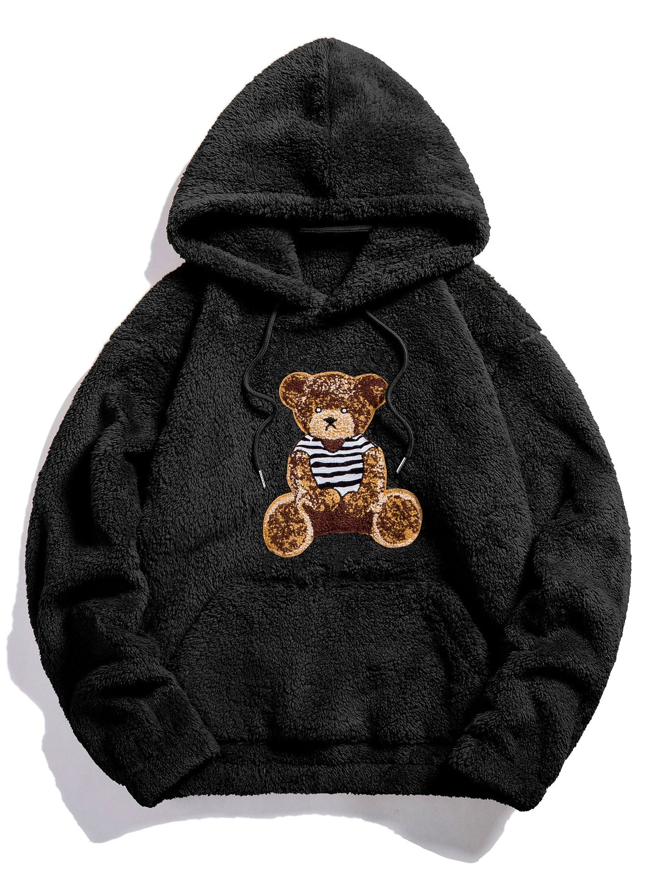 Bear Embroidered Patch Teddy Hoodie - Naturzy