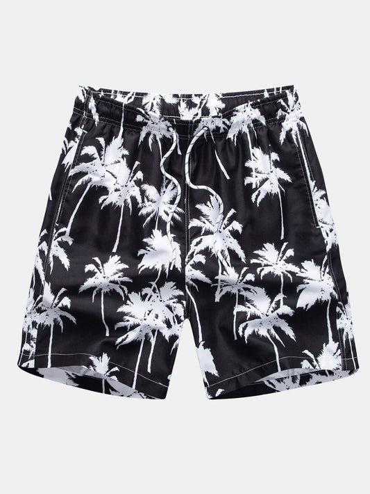 Palm Tree Print Swim Shorts - Naturzy