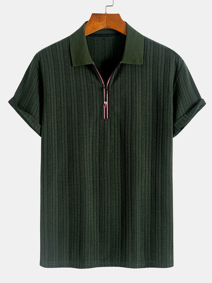 Textured Zipper Polo - Naturzy
