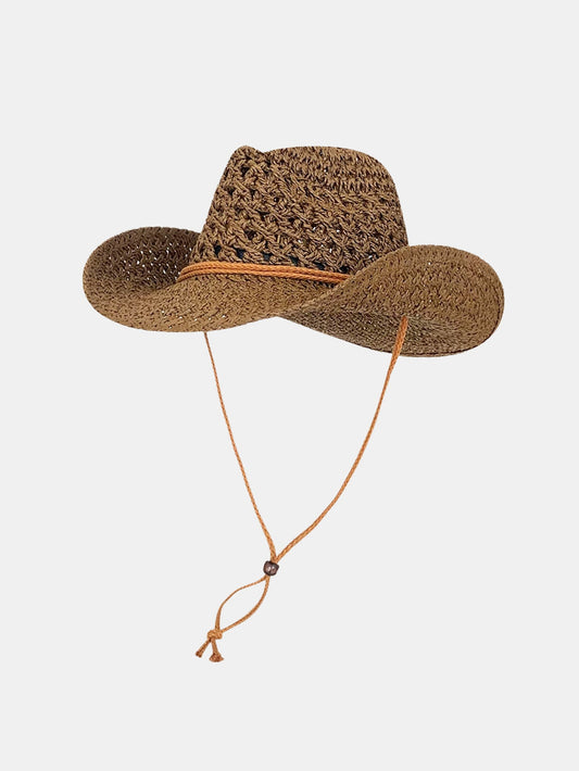 Outdoor Beach Sun Protection Western Cowboy Style Straw Hat - Naturzy