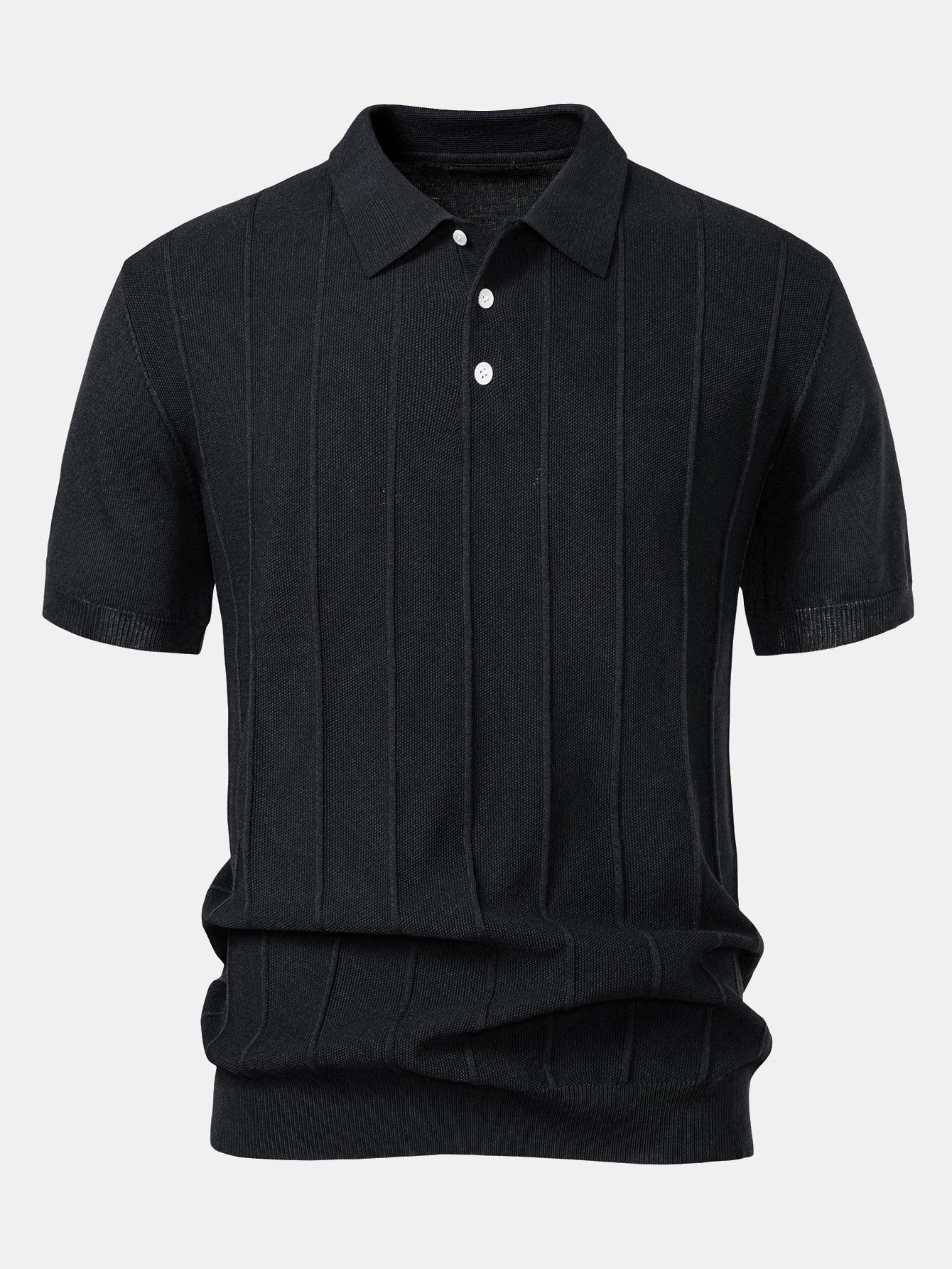 Stripe Jacquard Knit Polo Shirt - Naturzy