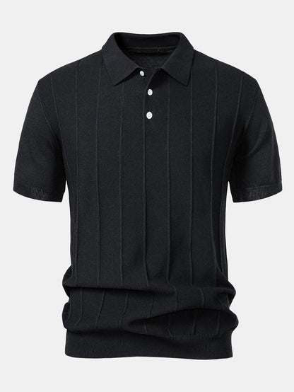 Stripe Jacquard Knit Polo Shirt - Naturzy