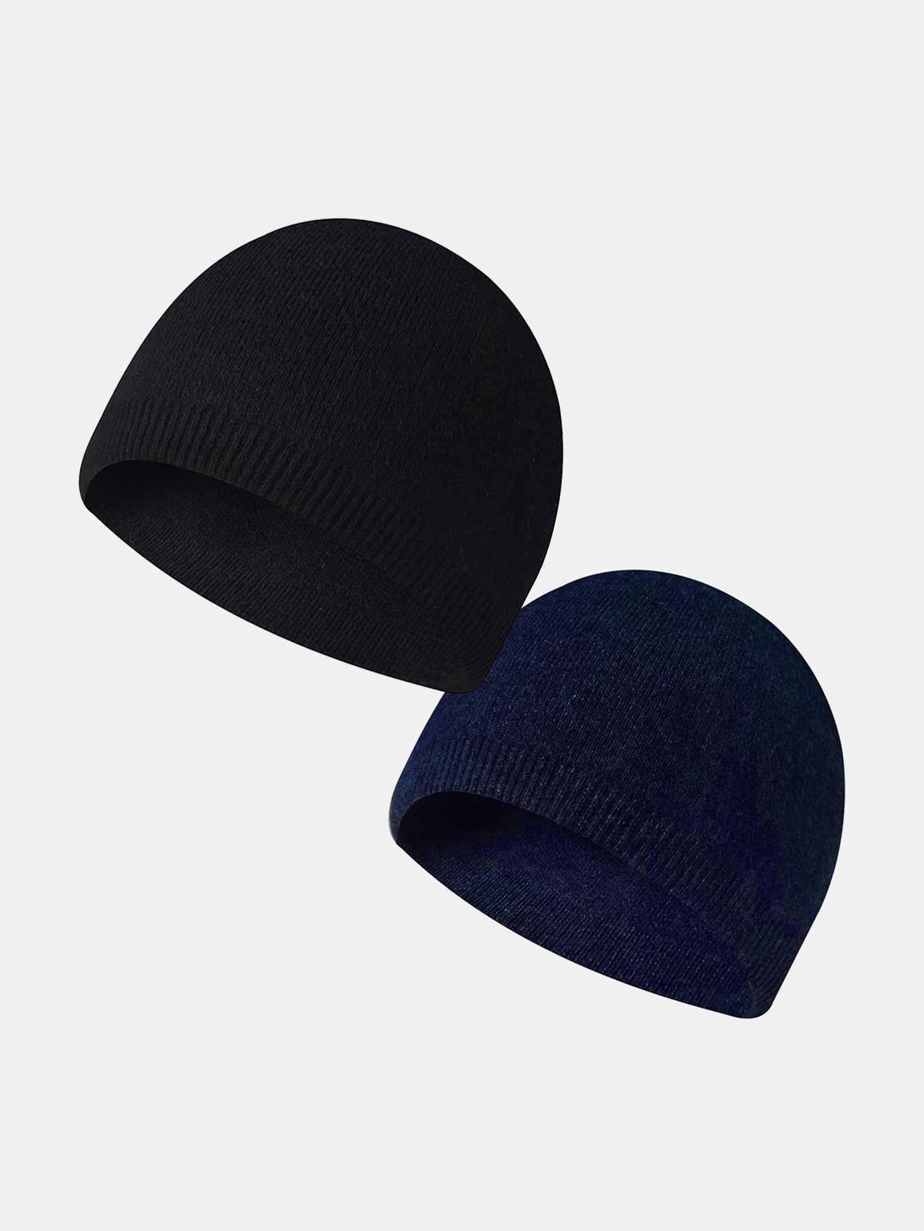 2 Pieces Solid Color Outdoor Cycling Warm Knit Beanie Hat - Naturzy