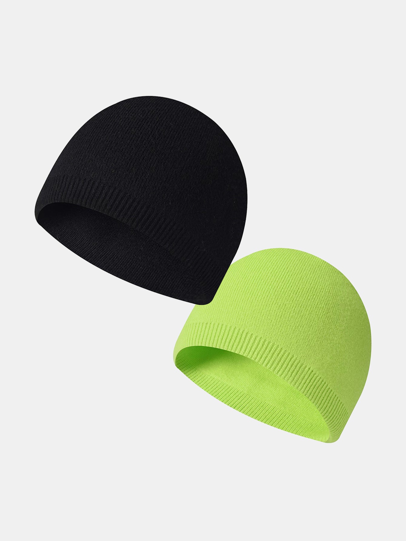 2 Pieces Solid Color Outdoor Cycling Warm Knit Beanie Hat - Naturzy