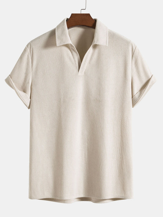 Short Sleeve Corduroy Polo Shirt - Naturzy