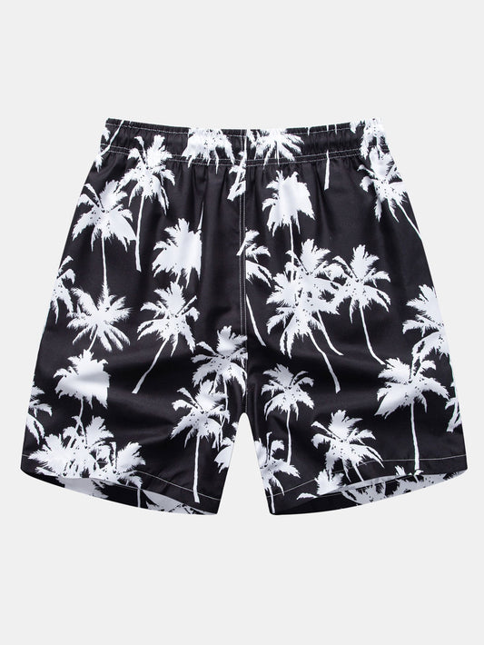 Palm Tree Print Swim Shorts - Naturzy