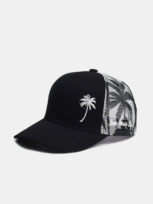 Palm Tree Embroidery Mesh Cotton Baseball Cap - Naturzy