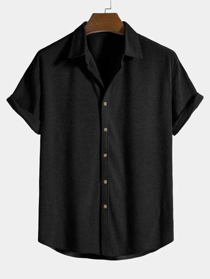 Corduroy Button Up Short Sleeved Shirt - Naturzy