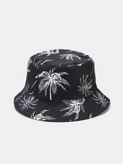 Double Side Reversible Palm Tree Pattern Bucket Hat - Naturzy