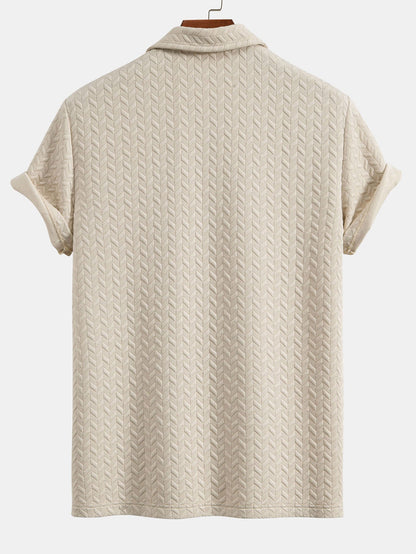 Short Sleeved Jacquard Textured Polo - Naturzy