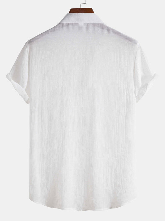 Light Crinkled Fabric Button Up Shirt - Naturzy