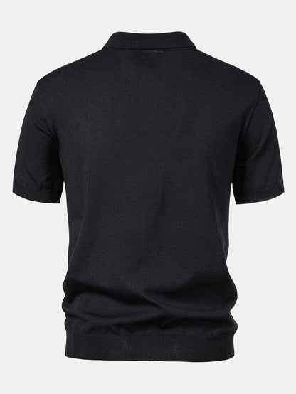 Stripe Jacquard Knit Polo Shirt - Naturzy