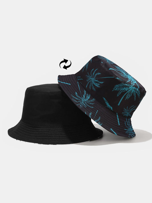 Double Side Reversible Palm Tree Pattern Bucket Hat - Naturzy