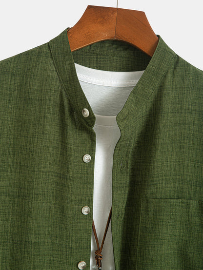 Long Sleeve Stand Collar Shirt - Naturzy