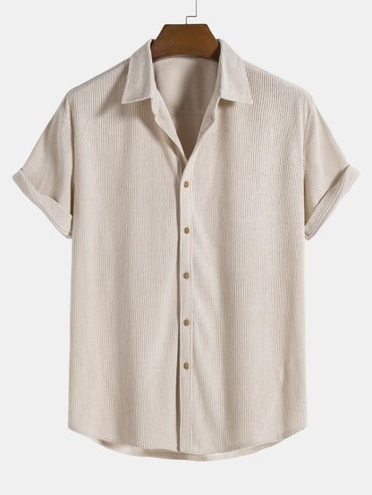 Corduroy Button Up Short Sleeved Shirt - Naturzy
