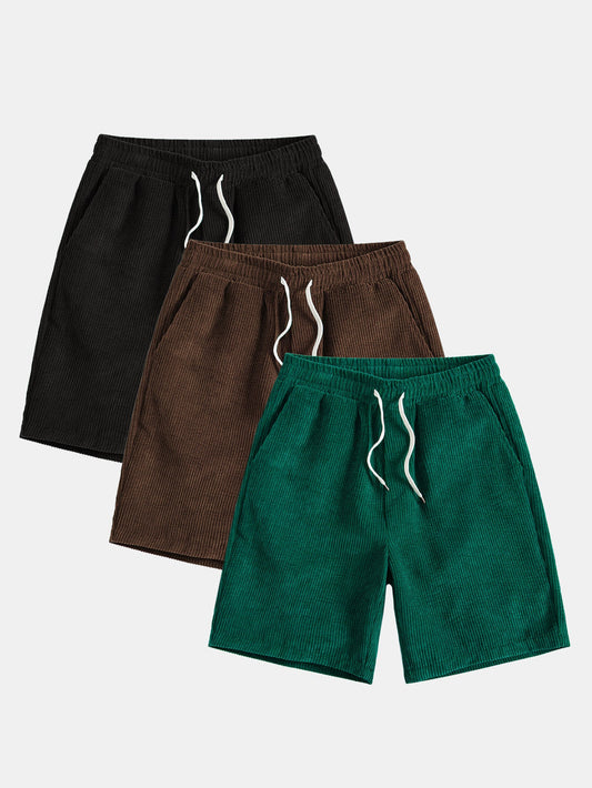 3 Pieces Drawstring Corduroy Shorts - Naturzy