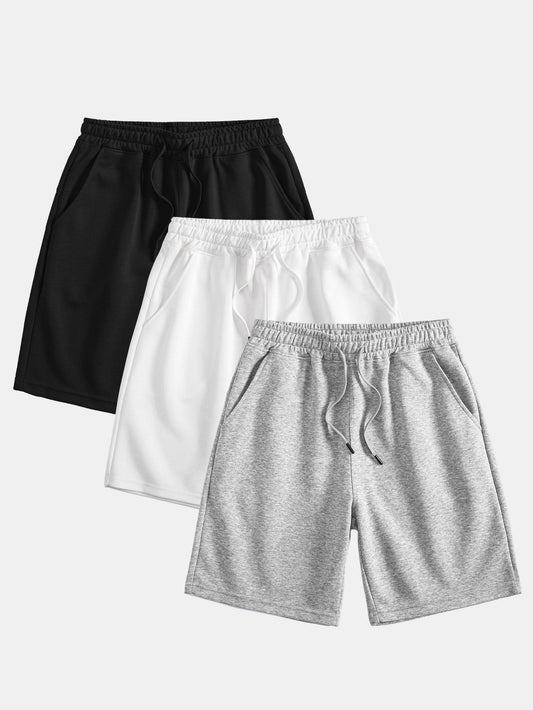 3 Pieces Mid Length Drawstring Shorts - Naturzy