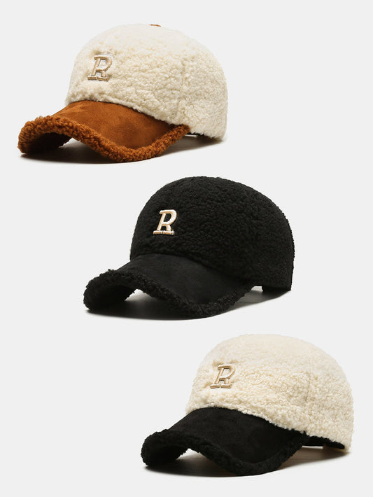 3 Pieces Plush Winter Warm Letter Baseball Cap - Naturzy