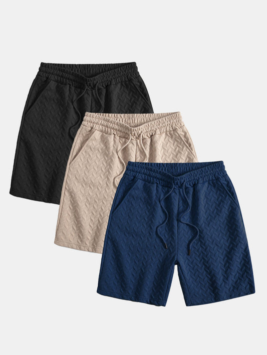 3 Pieces Geometric Jacquard Shorts - Naturzy