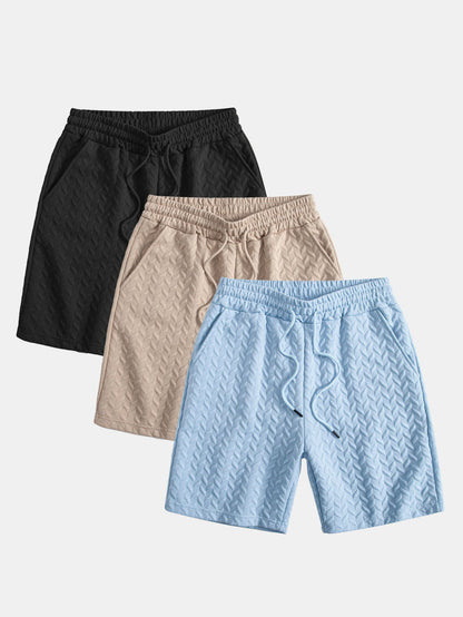 3 Pieces Geometric Jacquard Shorts - Naturzy