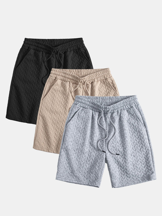 3 Pieces Geometric Jacquard Shorts - Naturzy