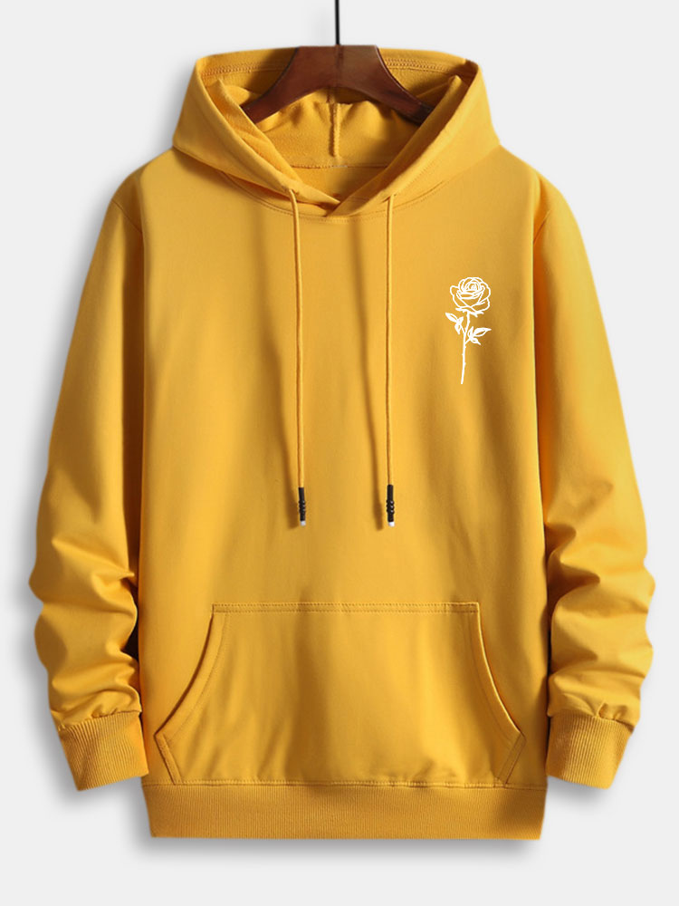 Rose Print Cotton Hoodie - Naturzy