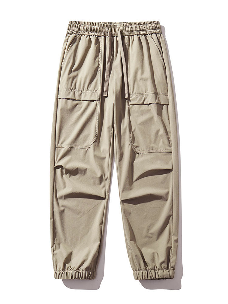 Elastic Waist Parachute Cargo Pants - Naturzy