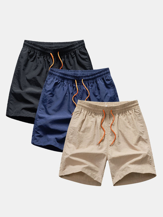 3 Pieces Man Mid Length Drawstring Swim Shorts - Naturzy