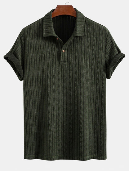 Wheat Ear Jacquard Polo Shirt - Naturzy
